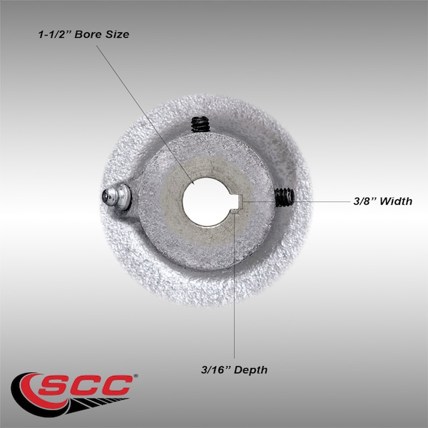 6" x 3" Rubber Tread on Cast Iron Keyed Drive Wheel - 1-1/2" Bore